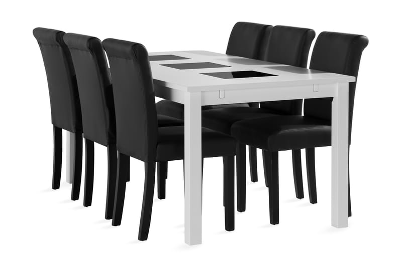 Spisegruppe Octavia Forlengbar 180cm inkl 6 Hofdane Stoler - Hvit - Møbler - Bord - Spisegruppe