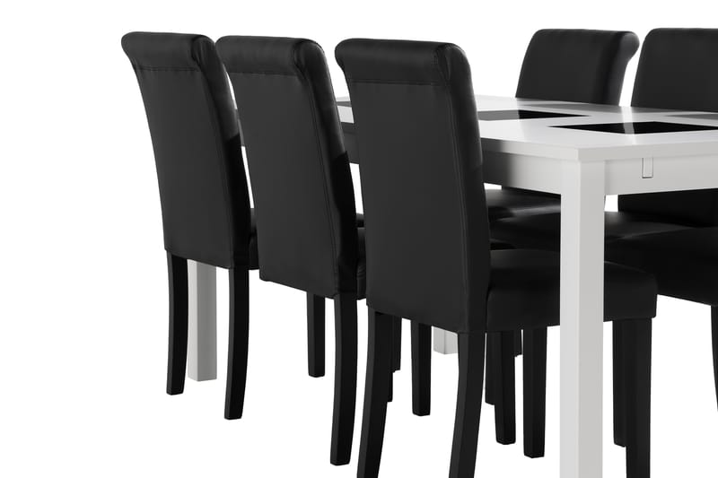 Spisegruppe Octavia Forlengbar 180cm inkl 6 Hofdane Stoler - Hvit - Møbler - Bord - Spisegruppe