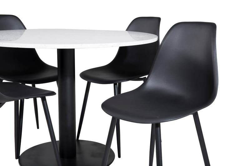 Spisegruppe Wivece 106 cm Rund inkl. 4 Yegua Stoler - Hvit/Svart - Møbler - Bord - Spisegruppe