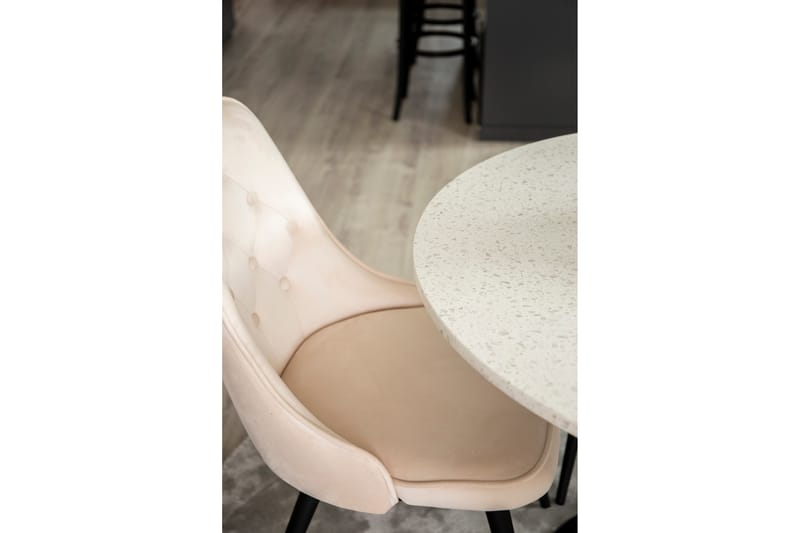 Spisegruppe Wivece med 4 Luisa Luxury stoler Fløyel - Svart | Beige - Møbler - Bord - Spisegruppe