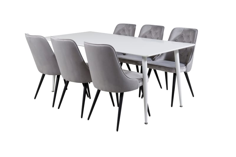 Spisegruppe Yegua 180cm inkl. 6 Chantor Lyx Stoler - Fløyel/Hvit/Svart/Grå - Møbler - Bord - Spisegruppe