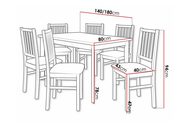 Spisegruppe Patrickswell - Brun/Hvit - Møbler - Bord - Spisegruppe
