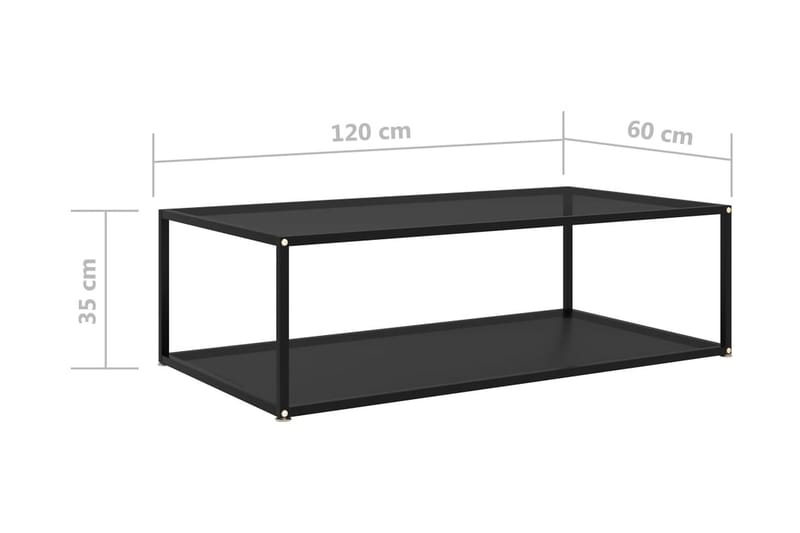 Tebord svart 120x60x35 cm herdet glass - Svart - Møbler - Bord - Sofabord & salongbord