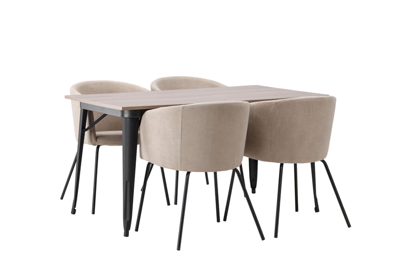 Tempe Matgruppe 140 cm Rektangulær med 4 Berit stoler - Beige - Møbler - Bord - Spisegruppe