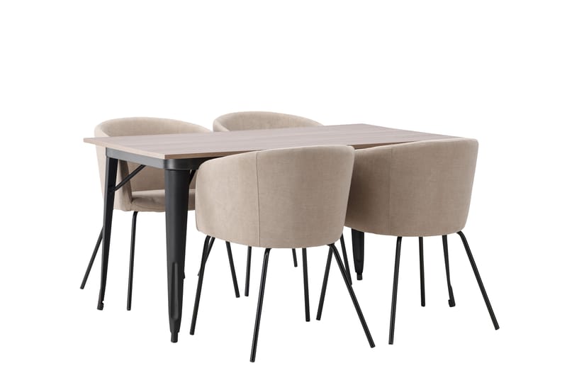 Tempe Matgruppe 140 cm Rektangulær med 4 Berit stoler - Beige - Møbler - Bord - Spisegruppe