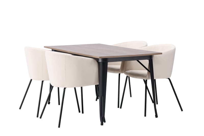 Tempe Matgruppe 140 cm Rektangulær med 4 Berit stoler - Beige - Møbler - Bord - Spisegruppe