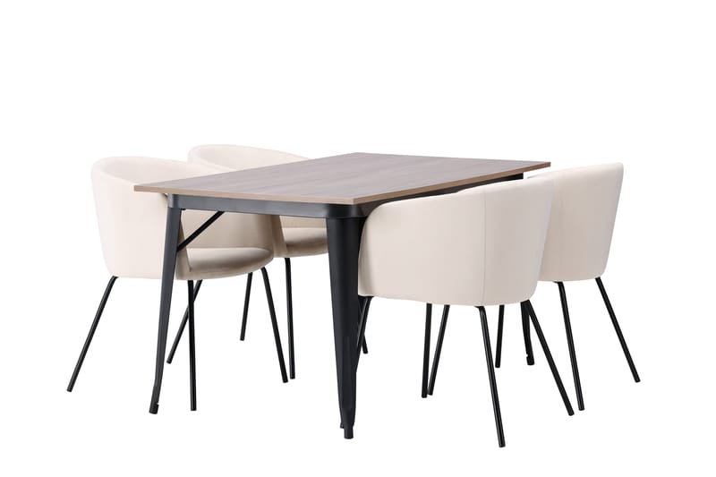 Tempe Matgruppe 140 cm Rektangulær med 4 Berit stoler - Beige - Møbler - Bord - Spisegruppe