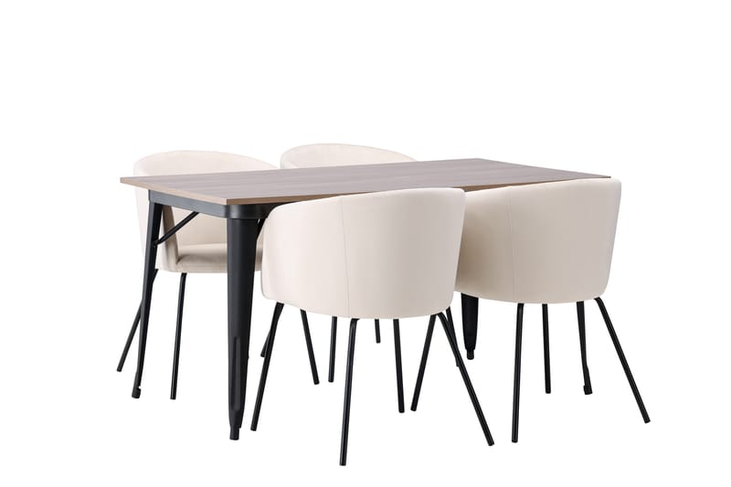 Tempe Matgruppe 140 cm Rektangulær med 4 Berit stoler - Beige - Møbler - Bord - Spisegruppe