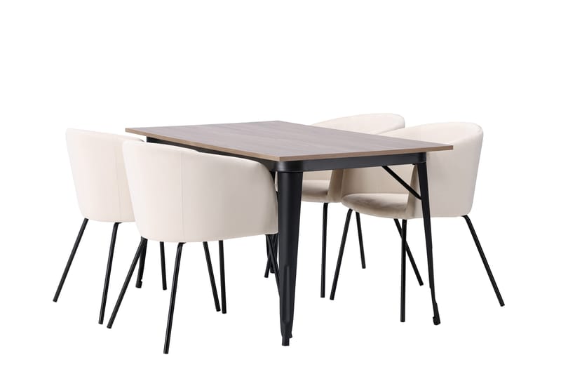 Tempe Matgruppe 140 cm Rektangulær med 4 Berit stoler - Beige - Møbler - Bord - Spisegruppe