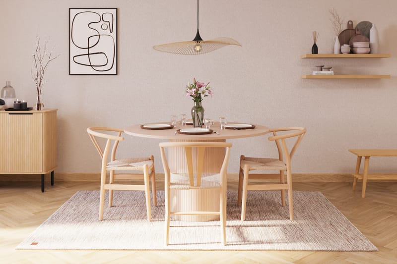 Uppveda Matgruppe 130 cm Rund med 4 Dezuid Spisestol - Beige - Møbler - Bord - Spisegruppe