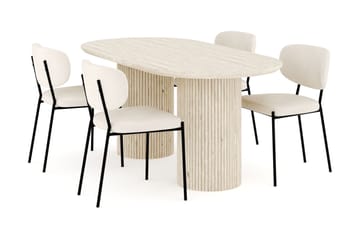 Uppveda Spisegruppe 180 cm Oval med 4 Gemmiano Spisestoler - Travertin - Møbler - Bord - Spisegruppe