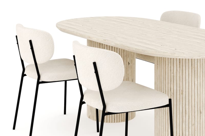 Uppveda Spisegruppe 180 cm Oval med 4 Gemmiano Spisestoler - Travertin - Møbler - Bord - Spisegruppe