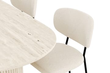 Uppveda Spisegruppe 180 cm Oval med 4 Gemmiano Spisestoler - Travertin - Møbler - Bord - Spisegruppe