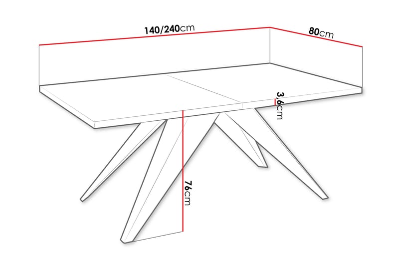 Vento Spisebord 240 cm - Svart/Hvit - Møbler - Bord - Spisebord & kjøkkenbord