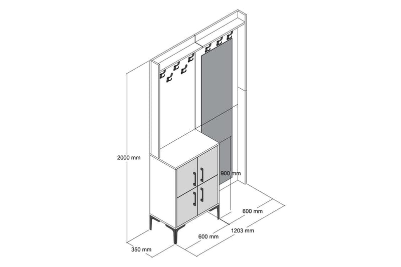 Gangmøbelsett Kotzen 120 cm - Brun/Hvit - Møbler - Gangmøbler - Møbelsett til gang & entre