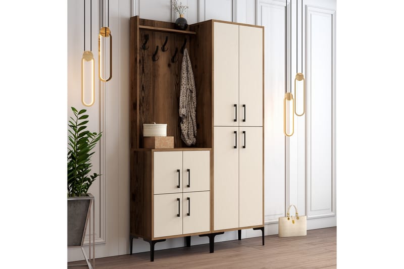 Gangmøbelsett Kotzen 120 cm - Mørkebrun/Beige - Møbler - Gangmøbler - Møbelsett til gang & entre