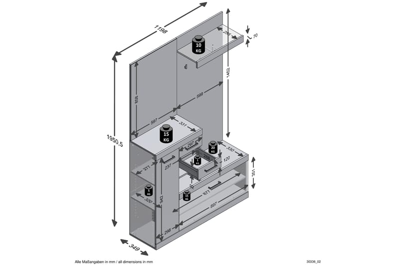 Garderobe Buchsbaum 120 cm - Møbler - Gangmøbler - Møbelsett til gang & entre