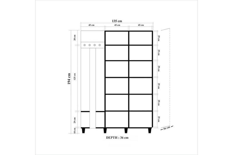 Klesoppbevaring Gillberga 135 cm - Brun - Møbler - Gangmøbler - Møbelsett til gang & entre