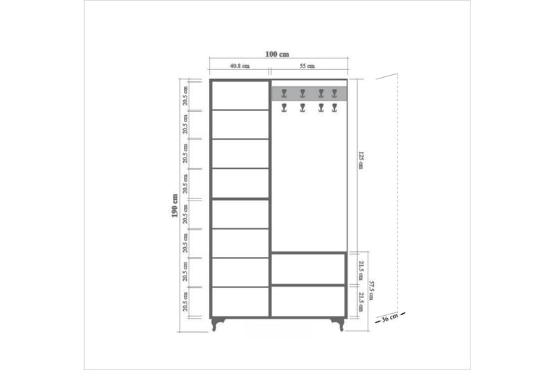 Klesskap Gillberga 100 cm - Brun - Møbler - Gangmøbler - Møbelsett til gang & entre