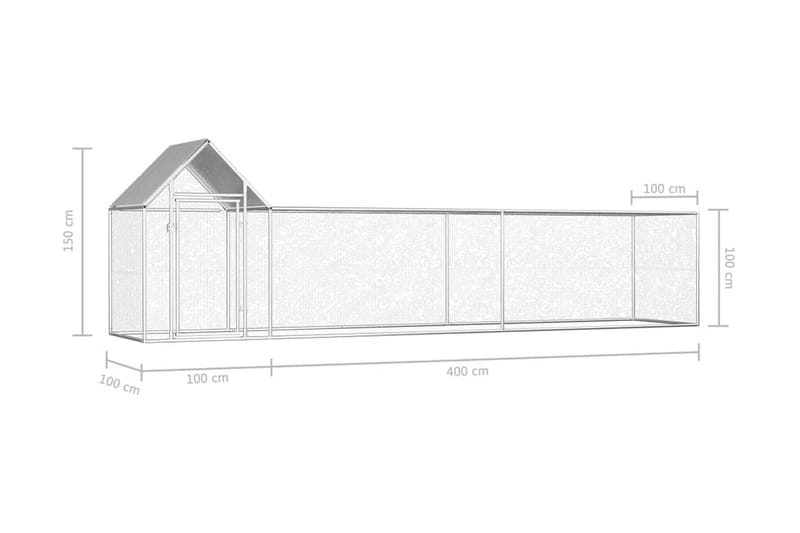Hønsehus 5x1x1,5 m galvanisert stål - Møbler - Husdyrmøbler - Bur & Transportbur