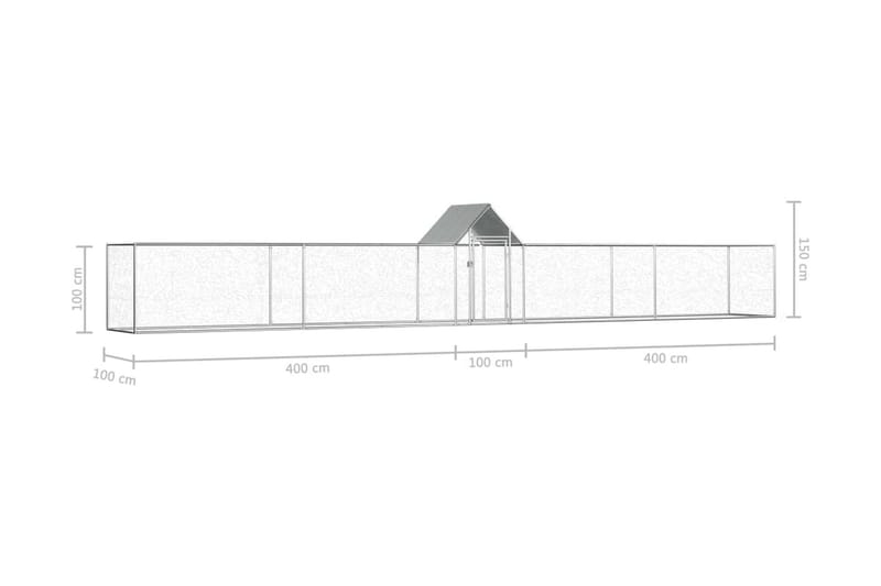 Hønsehus 9x1x1,5 m galvanisert stål - Møbler - Husdyrmøbler - Bur & Transportbur