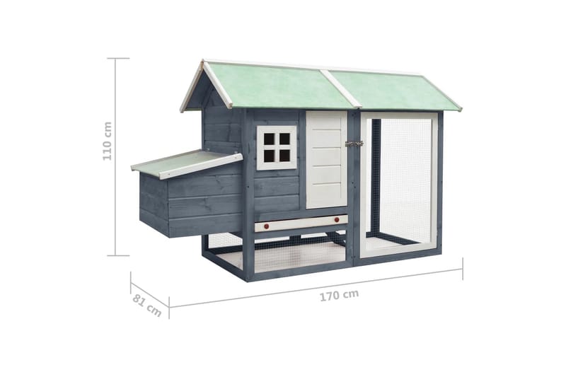 Kyllingbur grå 170x81x110 cm heltre furu og gran - Grå - Møbler - Husdyrmøbler - Bur & Transportbur