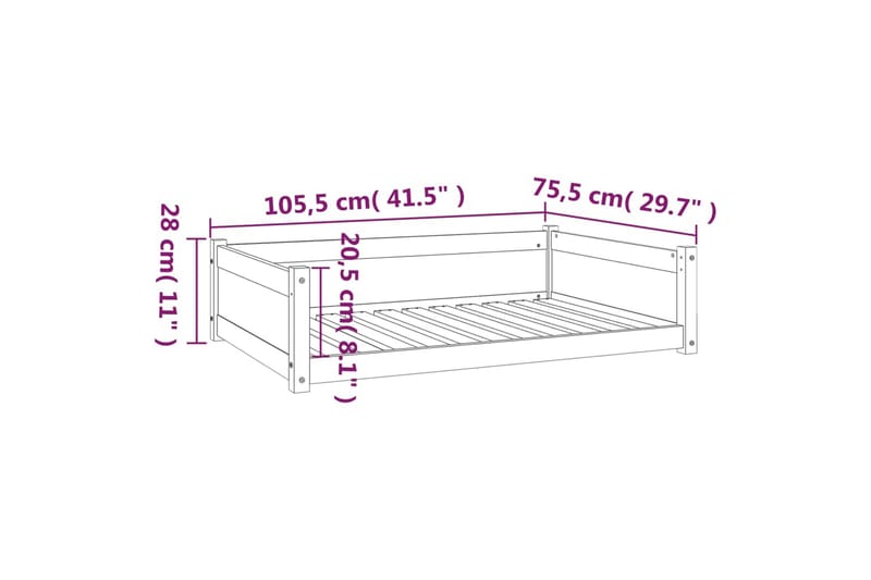 beBasic Hundeseng 105,5x75,5x28 cm heltre furu - Brun - Møbler - Husdyrmøbler - Hundemøbler - Hundekurv & hundeseng