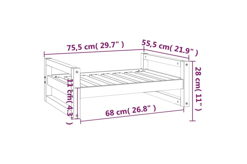 beBasic Hundeseng grå 75,5x55,5x28 cm heltre furu - GrÃ¥ - Møbler - Husdyrmøbler - Hundemøbler - Hundekurv & hundeseng