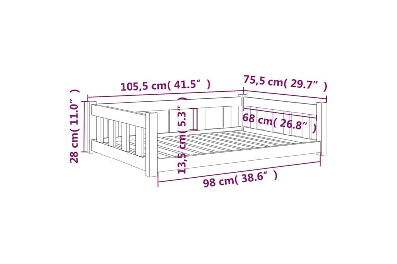 beBasic Hundeseng svart 105,5x75,5x28 cm heltre furu - Svart - Møbler - Husdyrmøbler - Hundemøbler - Hundekurv & hundeseng