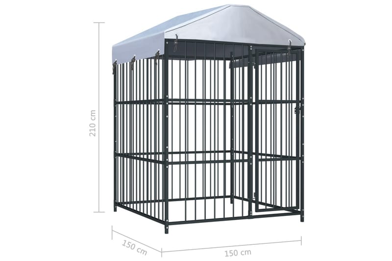 Utendørs hundegård med tak 150x150x210 cm - Møbler - Husdyrmøbler - Hundemøbler - Hundehus & hundegård