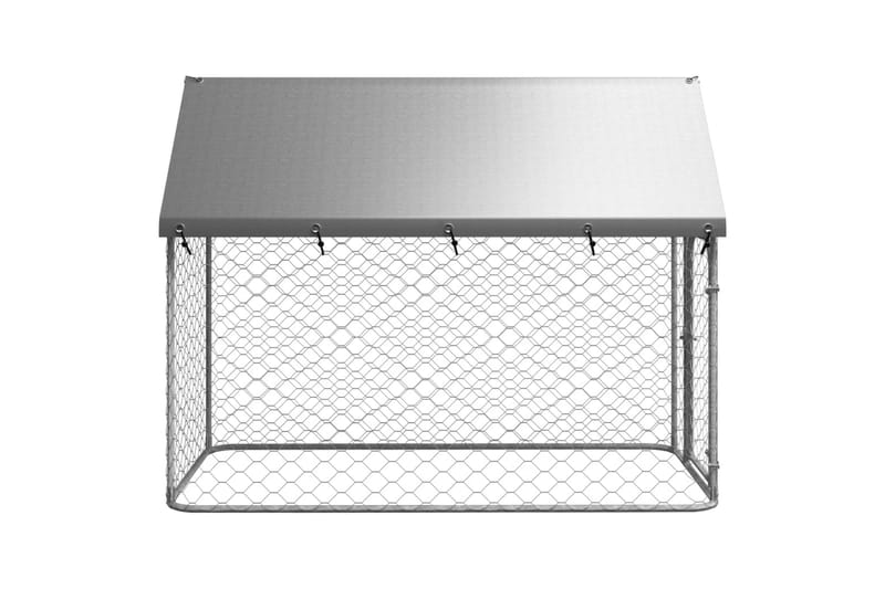 Utendørs hundegård med tak 200x100x150 cm - Silver - Møbler - Husdyrmøbler - Hundemøbler - Hundehus & hundegård