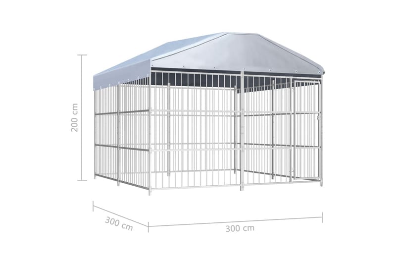 Utendørs hundegård med tak 300x300 cm - Møbler - Husdyrmøbler - Hundemøbler - Hundehus & hundegård