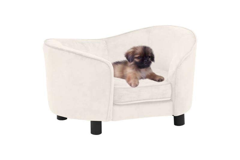 Hundesofa kremhvit 69x49x40 cm plysj - Krem - Møbler - Husdyrmøbler - Hundemøbler - Hundekurv & hundeseng