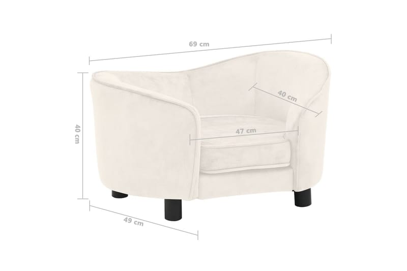 Hundesofa kremhvit 69x49x40 cm plysj - Krem - Møbler - Husdyrmøbler - Hundemøbler - Hundekurv & hundeseng