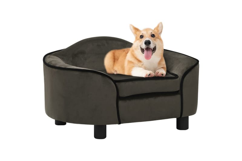 Hundesofa mørkegrå 67x47x36 cm plysj - Grå - Møbler - Husdyrmøbler - Hundemøbler - Hundekurv & hundeseng