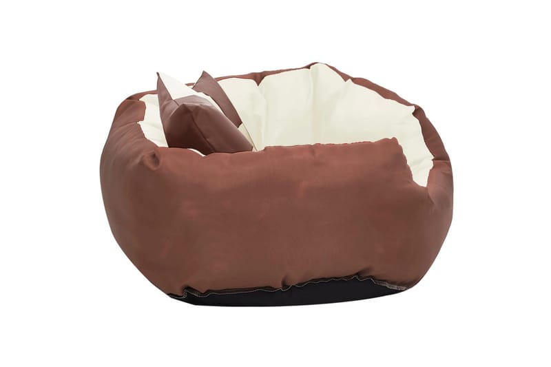 Vendbar og vaskbar hundepute brun og kremhvit 65x50x20 cm - Brun - Møbler - Husdyrmøbler - Hundemøbler - Hundekurv & hundeseng