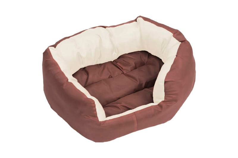 Vendbar og vaskbar hundepute brun og kremhvit 65x50x20 cm - Brun - Møbler - Husdyrmøbler - Hundemøbler - Hundekurv & hundeseng