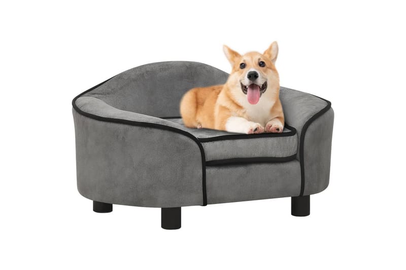 Hundesofa grå 67x47x36 cm plysj - Grå - Møbler - Husdyrmøbler - Hundemøbler - Hundekurv & hundeseng