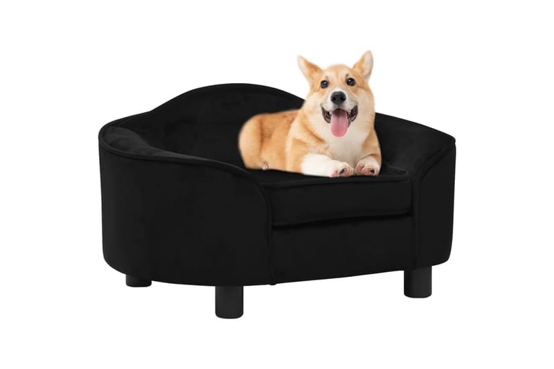 Hundesofa svart 67x47x36 cm plysj - Svart - Møbler - Husdyrmøbler - Hundemøbler - Hundekurv & hundeseng