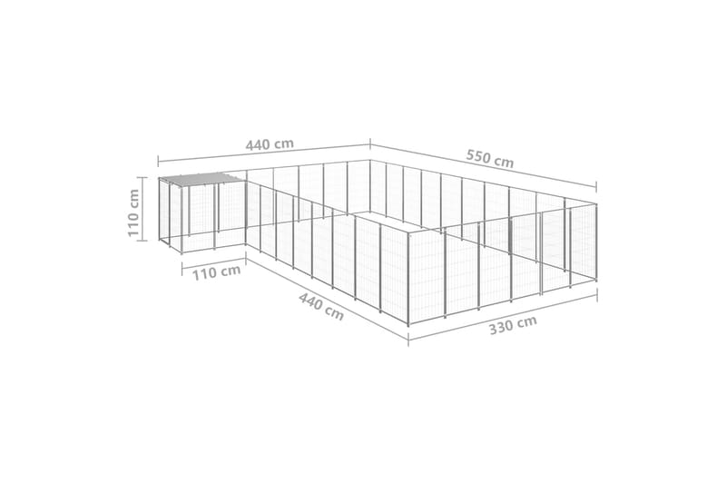 Hundegård sølv 19,36 m² stål - Silver - Hundegrind & hundegjerde