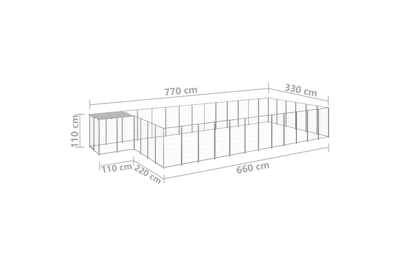 Hundegård sølv 22,99 m² stål - Silver - Møbler - Husdyrmøbler - Hundemøbler - Hundetilbehør & hundeaccessoarer - Hundegrind & hundegjerde