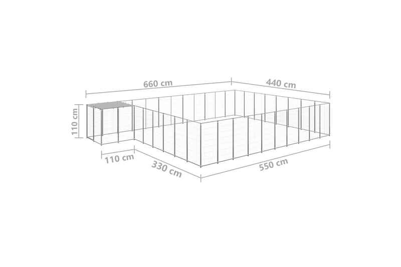 Hundegård sølv 25,41 m² stål - Silver - Møbler - Husdyrmøbler - Hundemøbler - Hundetilbehør & hundeaccessoarer - Hundegrind & hundegjerde