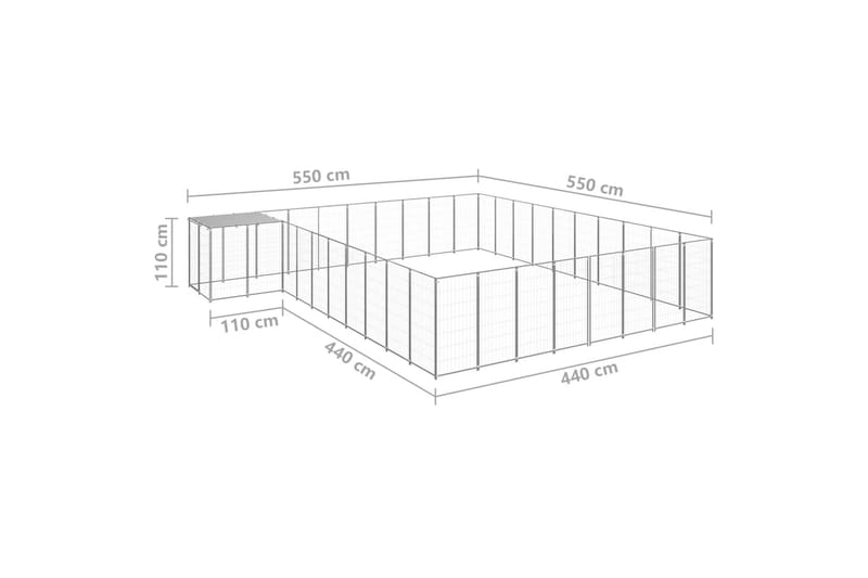 Hundegård sølv 25,41 m² stål - Silver - Møbler - Husdyrmøbler - Hundemøbler - Hundetilbehør & hundeaccessoarer - Hundegrind & hundegjerde