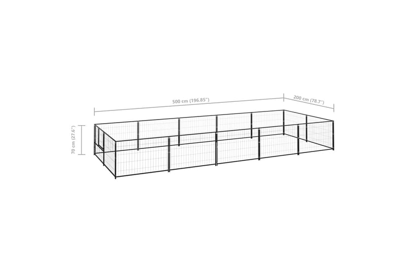 Hundegård svart 10 m² stål - Svart - Hundegrind & hundegjerde