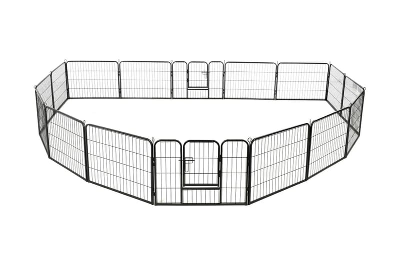 Hundegrind 16 paneler stål 60x80 cm svart - Grå - Møbler - Husdyrmøbler - Hundemøbler - Hundetilbehør & hundeaccessoarer - Hundegrind & hundegjerde