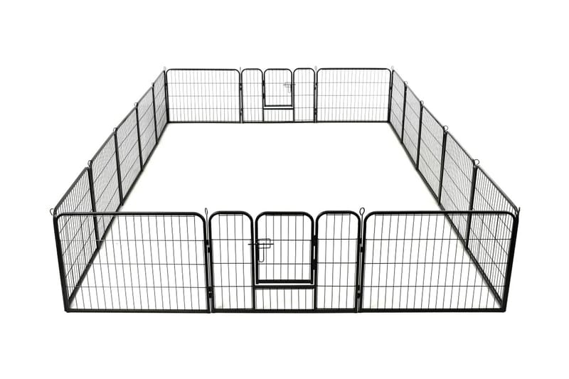 Hundegrind 16 paneler stål 60x80 cm svart - Grå - Møbler - Husdyrmøbler - Hundemøbler - Hundetilbehør & hundeaccessoarer - Hundegrind & hundegjerde