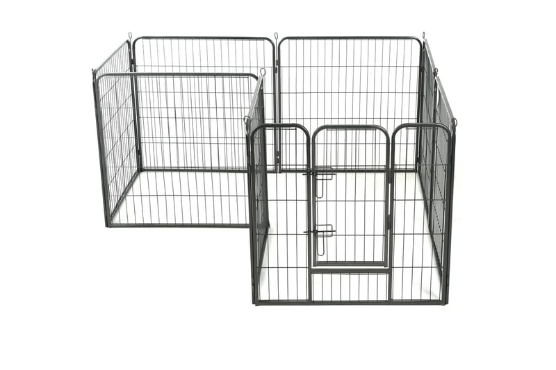 Hundegrind 8 paneler stål 80x80 cm svart - Grå|Svart - Møbler - Husdyrmøbler - Hundemøbler - Hundetilbehør & hundeaccessoarer - Hundegrind & hundegjerde