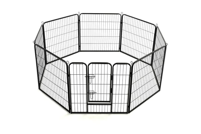 Hundegrind 8 paneler stål 80x80 cm svart - Grå|Svart - Møbler - Husdyrmøbler - Hundemøbler - Hundetilbehør & hundeaccessoarer - Hundegrind & hundegjerde