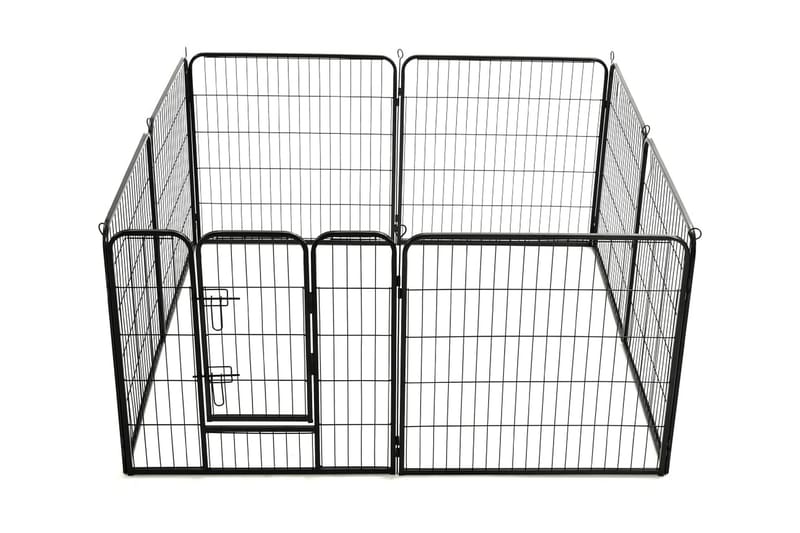 Hundegrind 8 paneler stål 80x80 cm svart - Grå|Svart - Møbler - Husdyrmøbler - Hundemøbler - Hundetilbehør & hundeaccessoarer - Hundegrind & hundegjerde