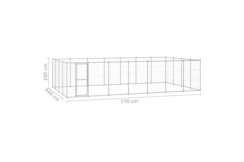 Utendørs hundegård 33,88 m² galvanisert stål - Silver - Møbler - Husdyrmøbler - Hundemøbler - Hundetilbehør & hundeaccessoarer - Hundegrind & hundegjerde